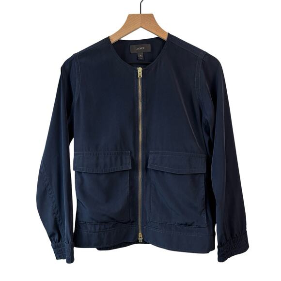 J Crew‎ Womens Jacket XS Blue Bomber Full Zip Quick Dry Business Preppy Gorpcore - Picture 1 of 8